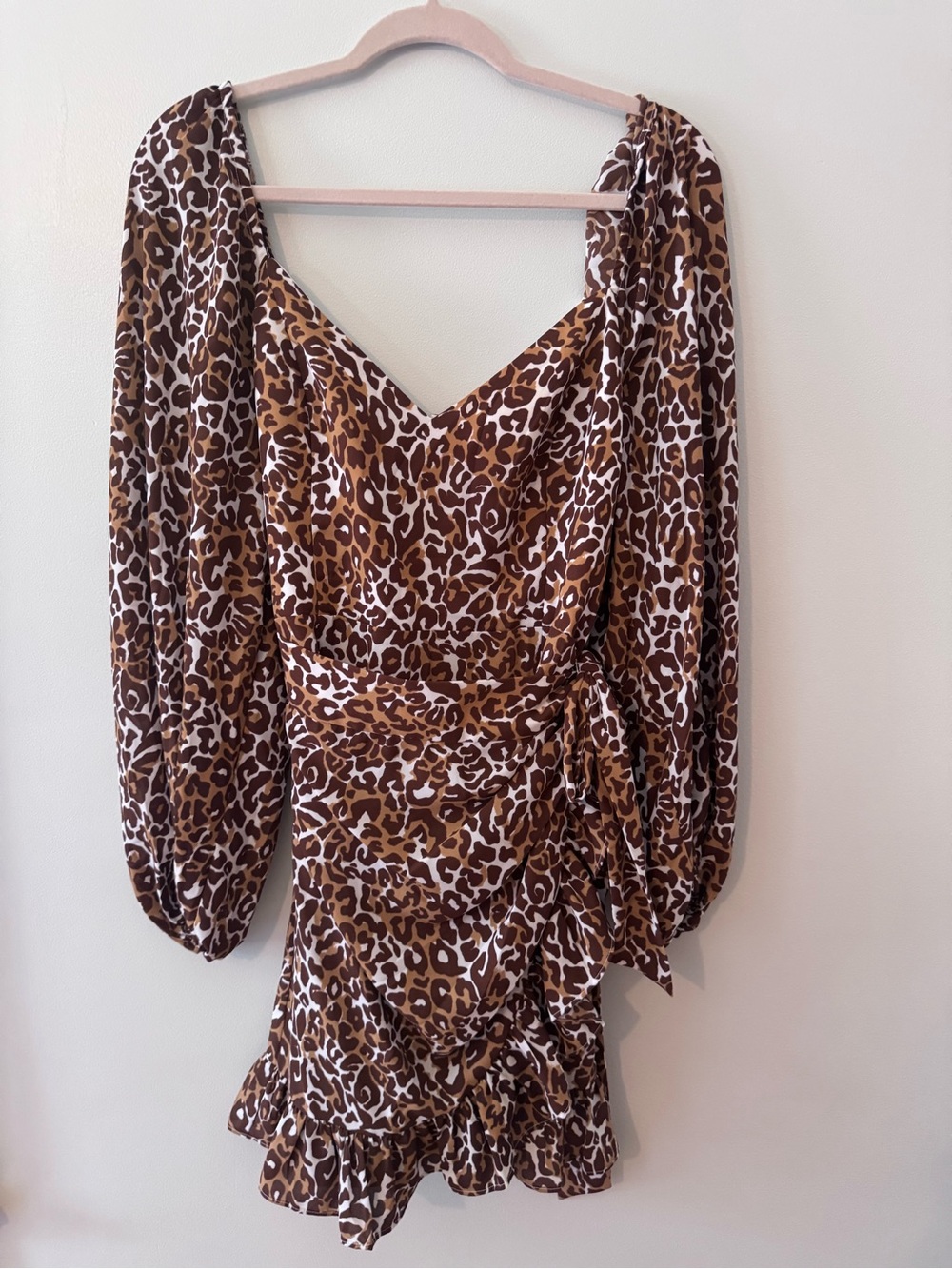 Lilly Pulitzer Leopard Print V-Neck Long Sleeve Mini Dress - Brown - Picture 4 of 9